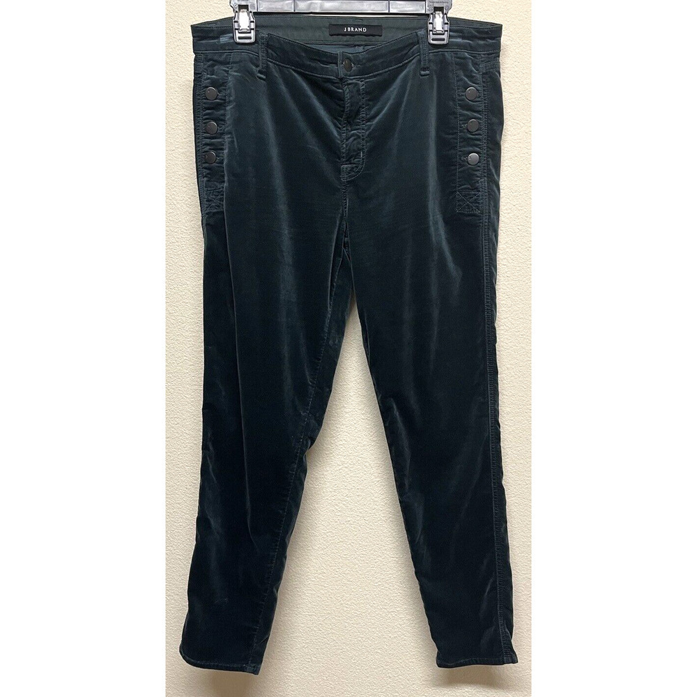 J. Brand Zion Mid-rise Skinny Button Jeans Pants Velvet Size 32 Green